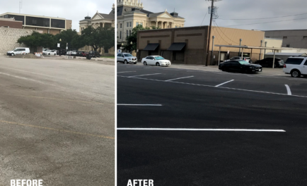 restripe parking lot before/after Texas